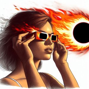 girl watching ring of fire eclipse